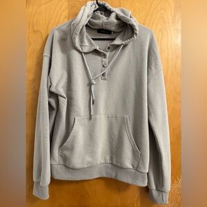 Gray Lillusory Hooded Sweatshirt with Button Detail Size Small